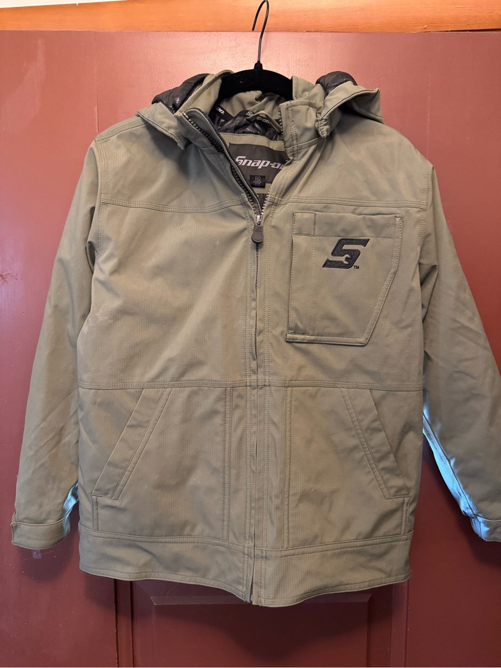 Snap Olive Green Hooded Puffer Jacket for Kids